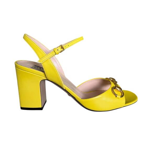 Gucci 771603 Horsebit Mid Heel Sandals, Slip-on In Yellow Size 37, 37.5, 38 - Picture 2 of 14